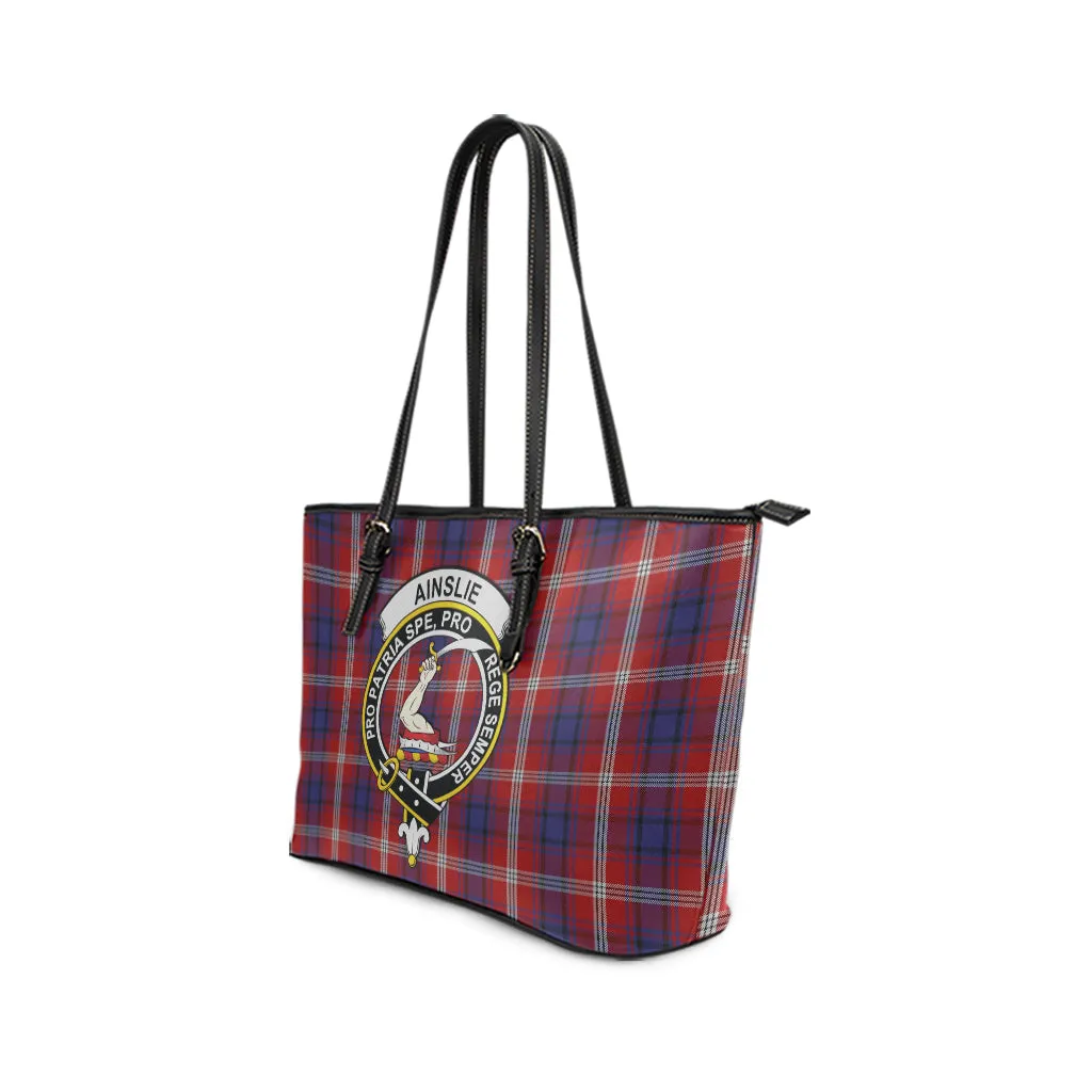 Ainslie Tartan Leather Tote Bag with Family Crest