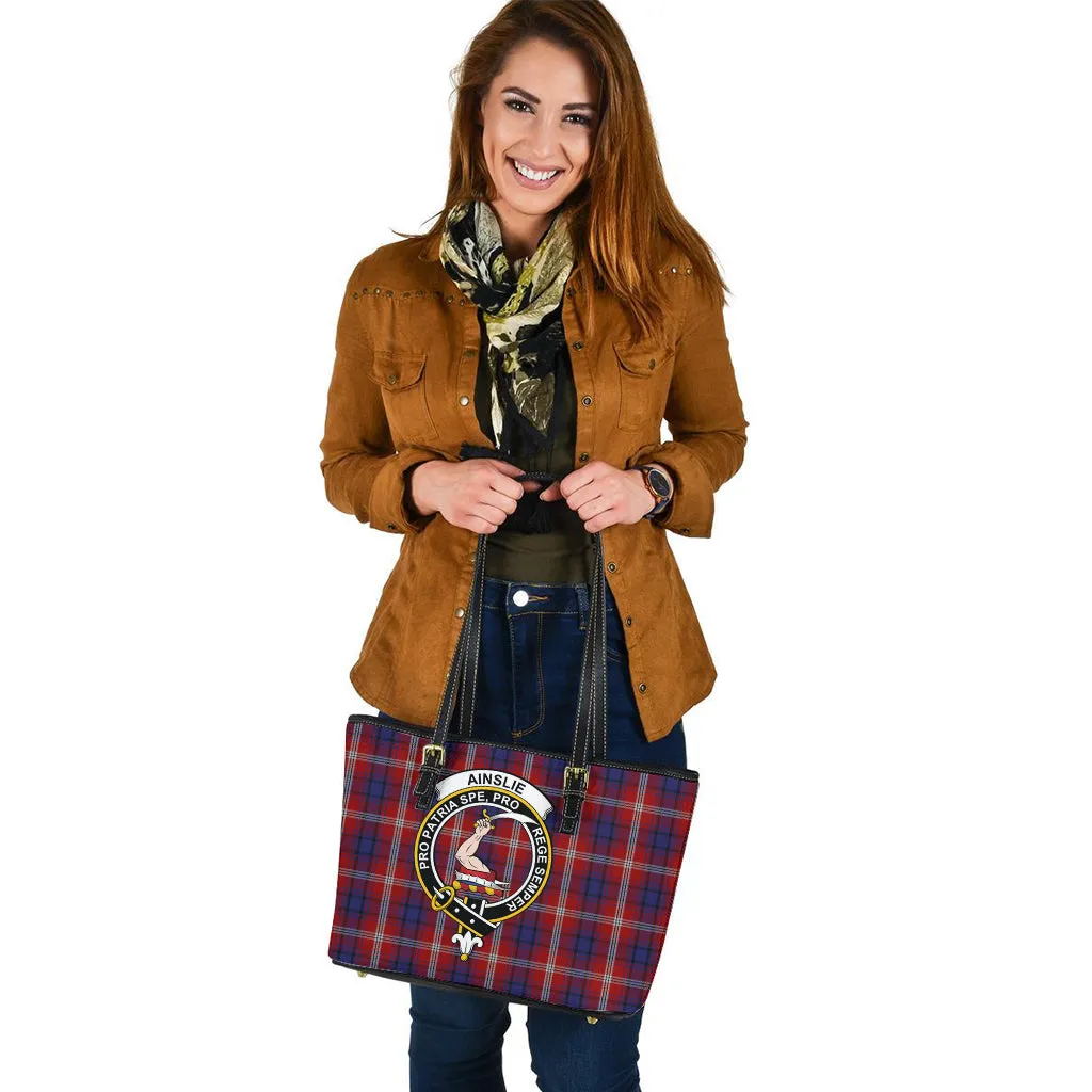 Ainslie Tartan Leather Tote Bag with Family Crest