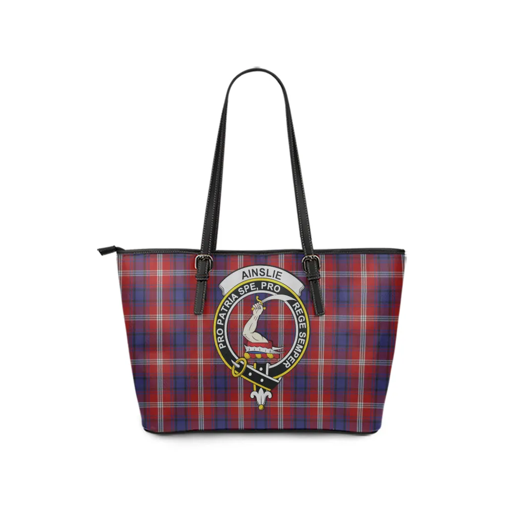 Ainslie Tartan Leather Tote Bag with Family Crest