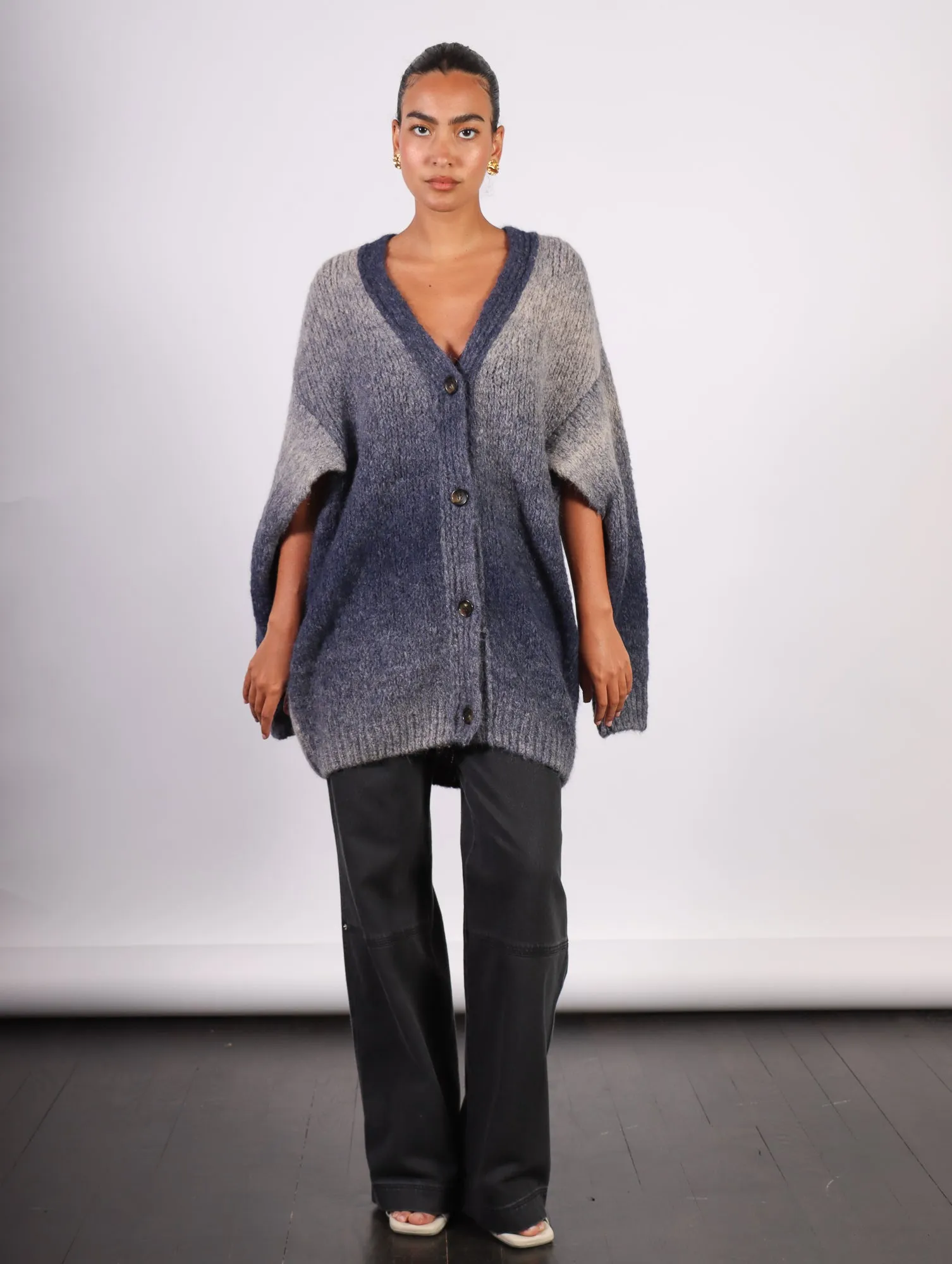 Alai Knitted Cardigan in Utility Blue by Rodebjer