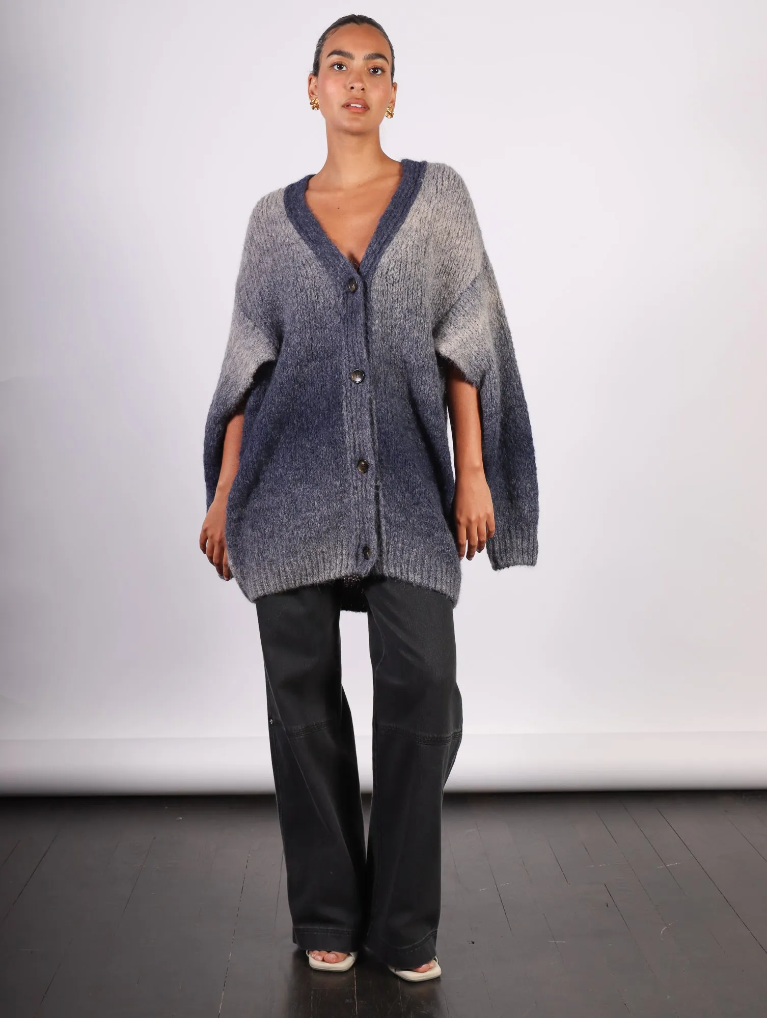 Alai Knitted Cardigan in Utility Blue by Rodebjer