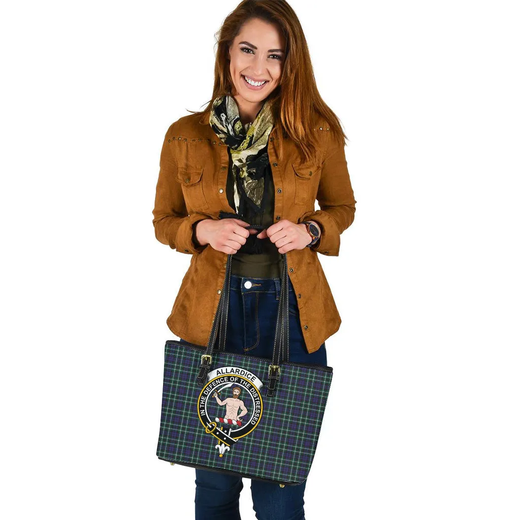 Allardice Tartan Leather Tote Bag with Family Crest