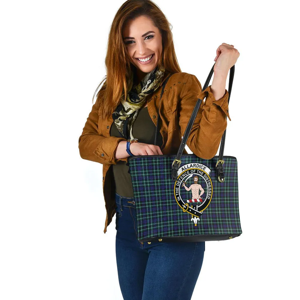 Allardice Tartan Leather Tote Bag with Family Crest