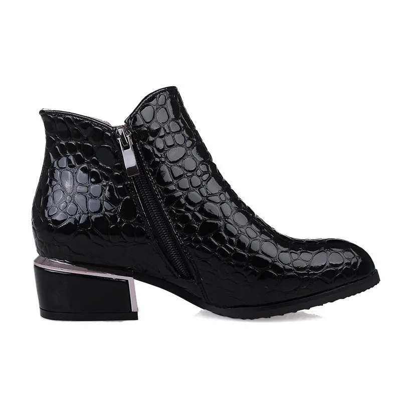 AlliLux Pointed Toe Alligator Cuban Heel Boots