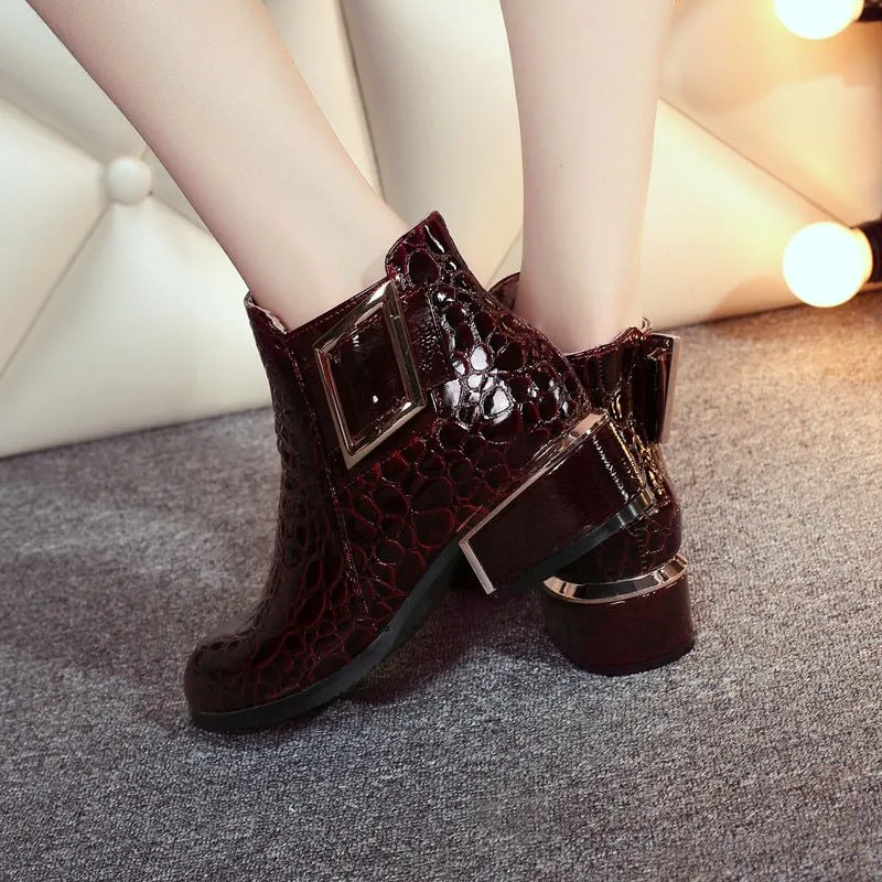 AlliLux Pointed Toe Alligator Cuban Heel Boots