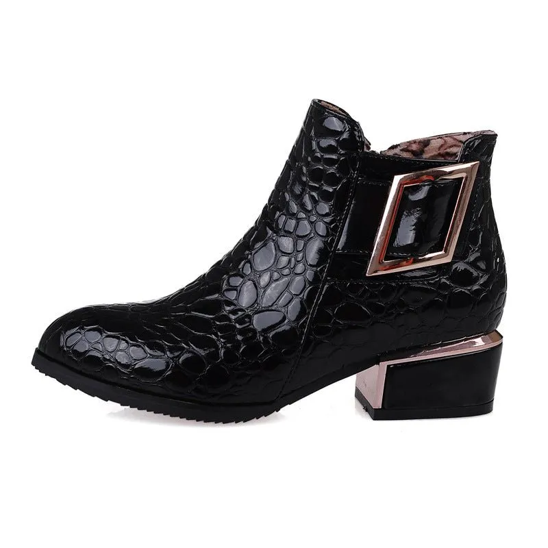 AlliLux Pointed Toe Alligator Cuban Heel Boots