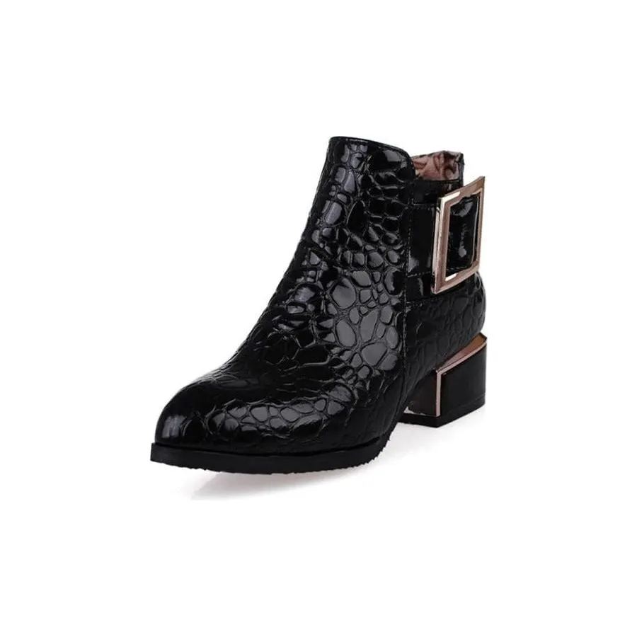 AlliLux Pointed Toe Alligator Cuban Heel Boots