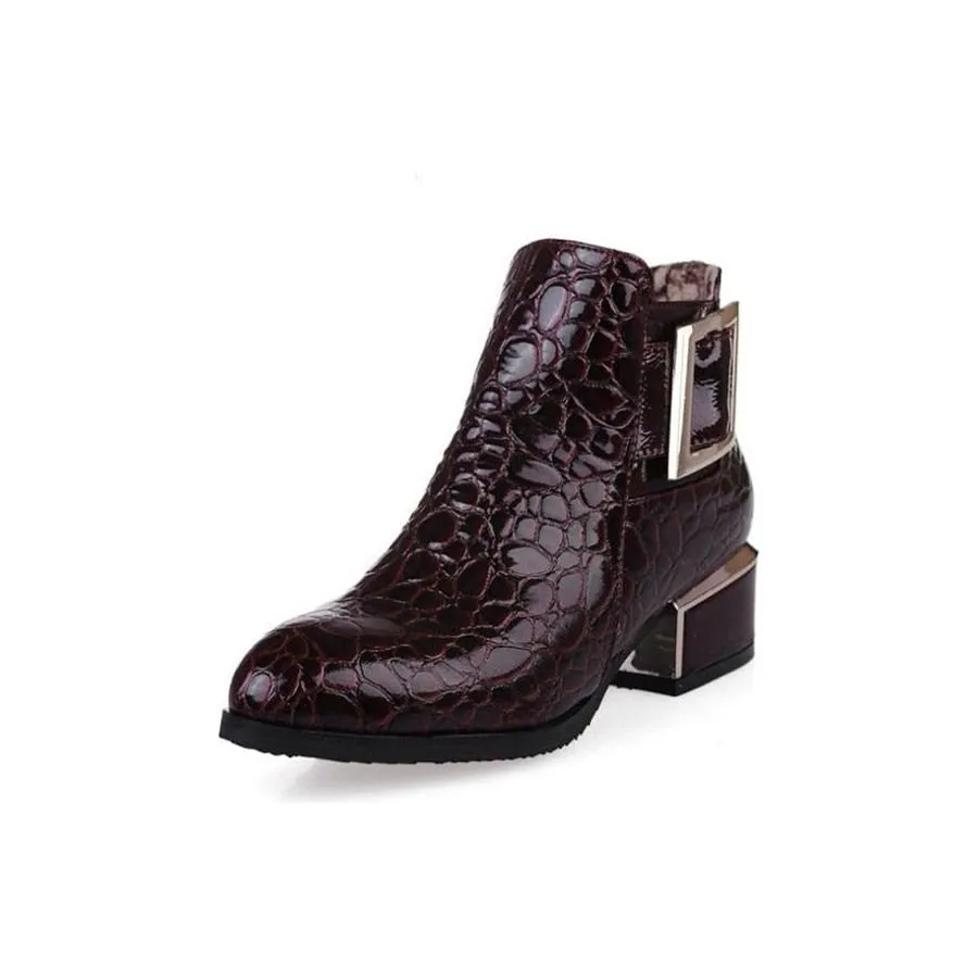 AlliLux Pointed Toe Alligator Cuban Heel Boots