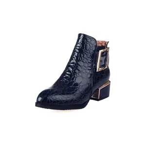 AlliLux Pointed Toe Alligator Cuban Heel Boots