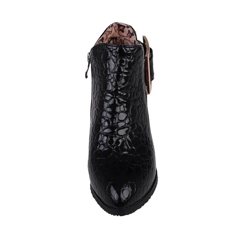 AlliLux Pointed Toe Alligator Cuban Heel Boots