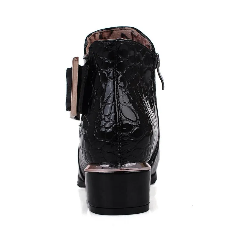 AlliLux Pointed Toe Alligator Cuban Heel Boots