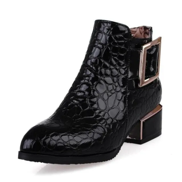 AlliLux Pointed Toe Alligator Cuban Heel Boots