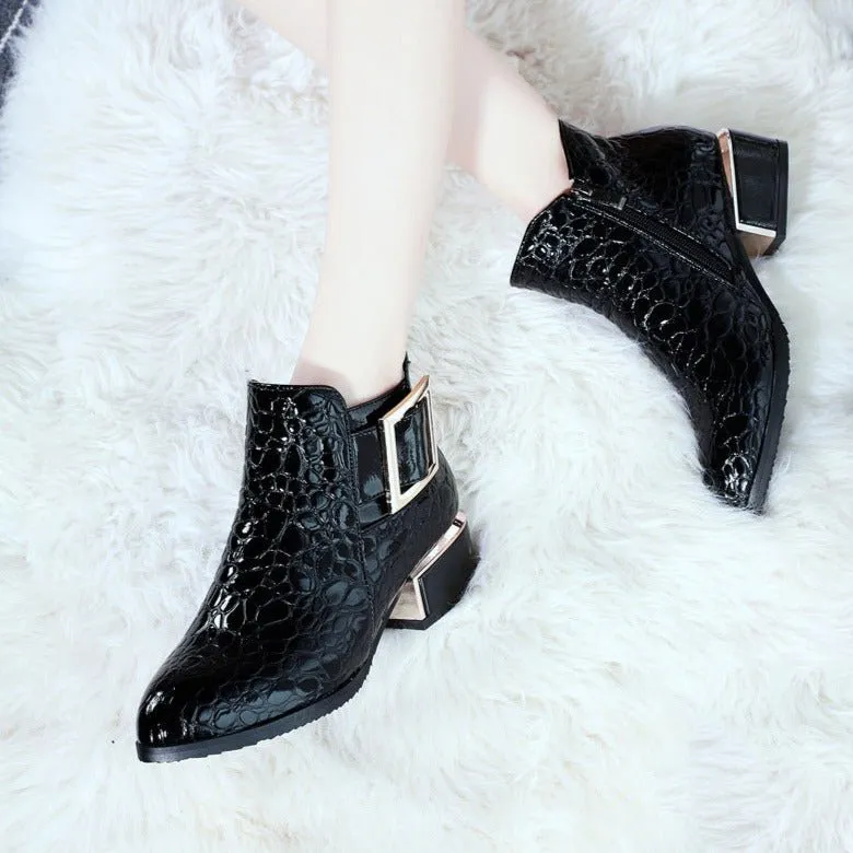 AlliLux Pointed Toe Alligator Cuban Heel Boots