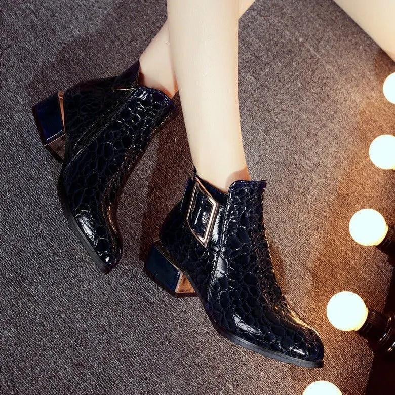 AlliLux Pointed Toe Alligator Cuban Heel Boots