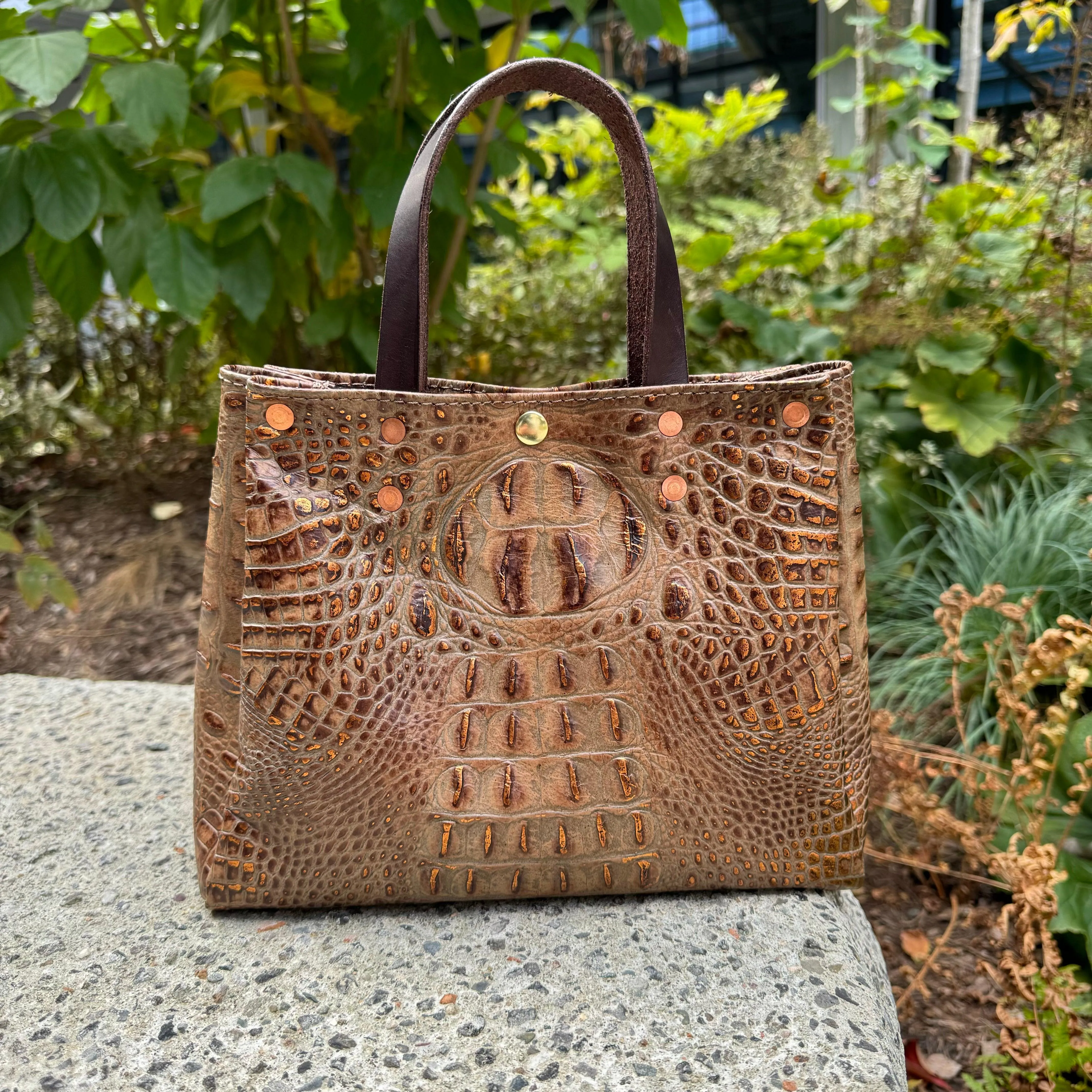 Ava Croc Embossed Leather Tote