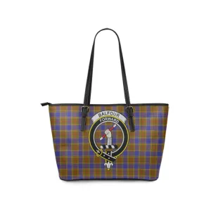 Balfour Tartan Leather Tote Bag with Family Crest