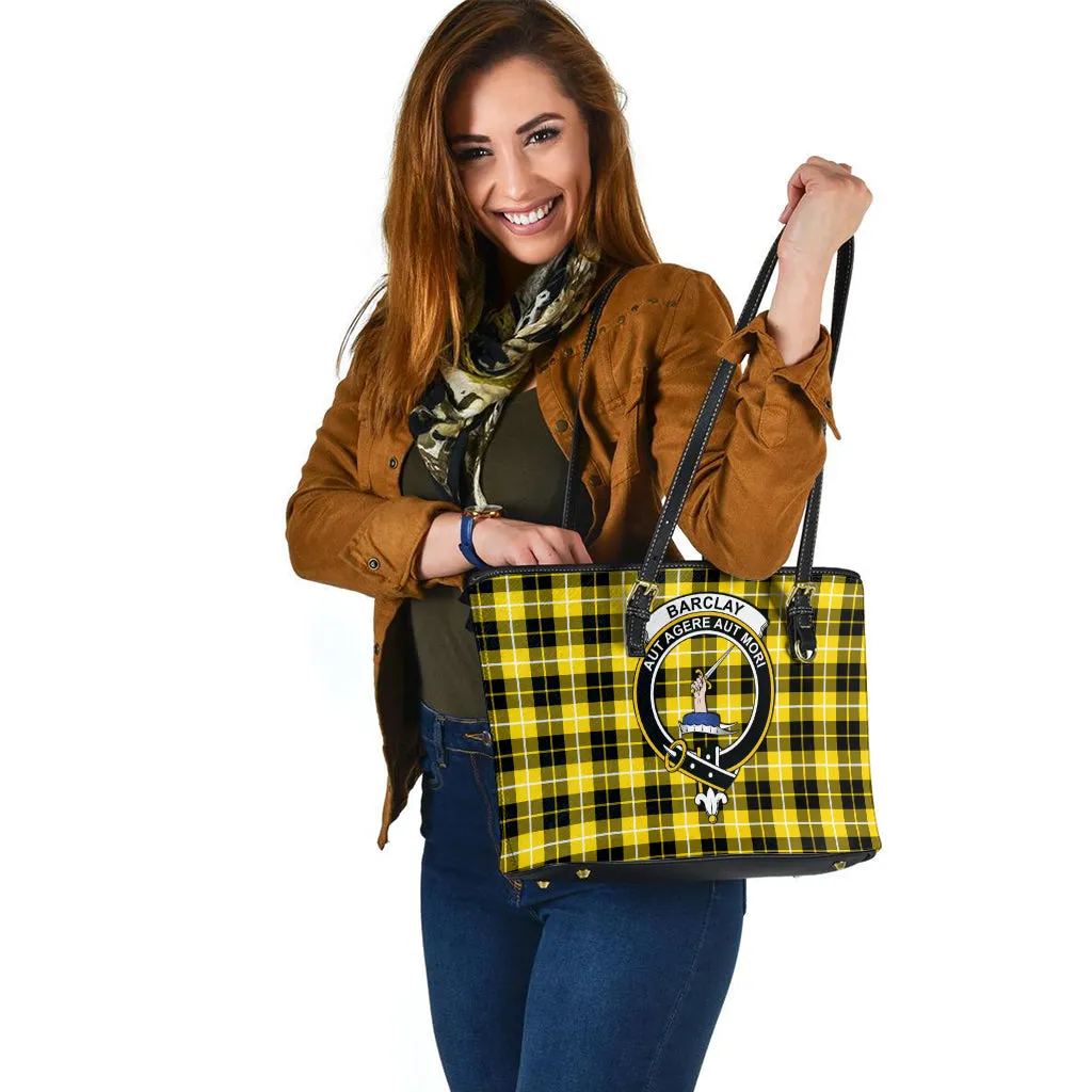 Barclay Dress Modern Tartan Leather Tote Bag with Family Crest