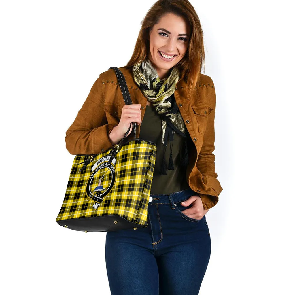 Barclay Dress Modern Tartan Leather Tote Bag with Family Crest