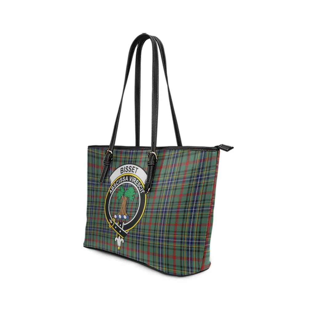 Bisset Tartan Leather Tote Bag with Family Crest