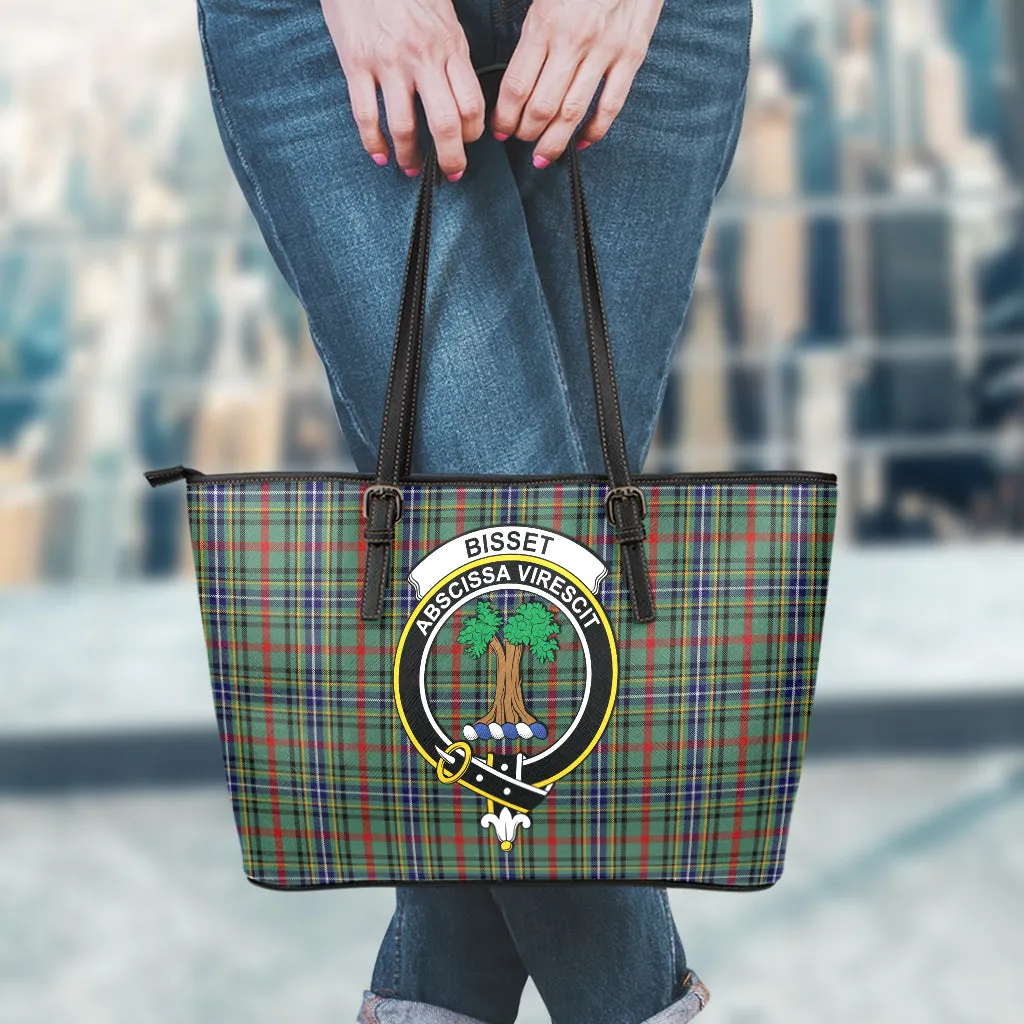 Bisset Tartan Leather Tote Bag with Family Crest