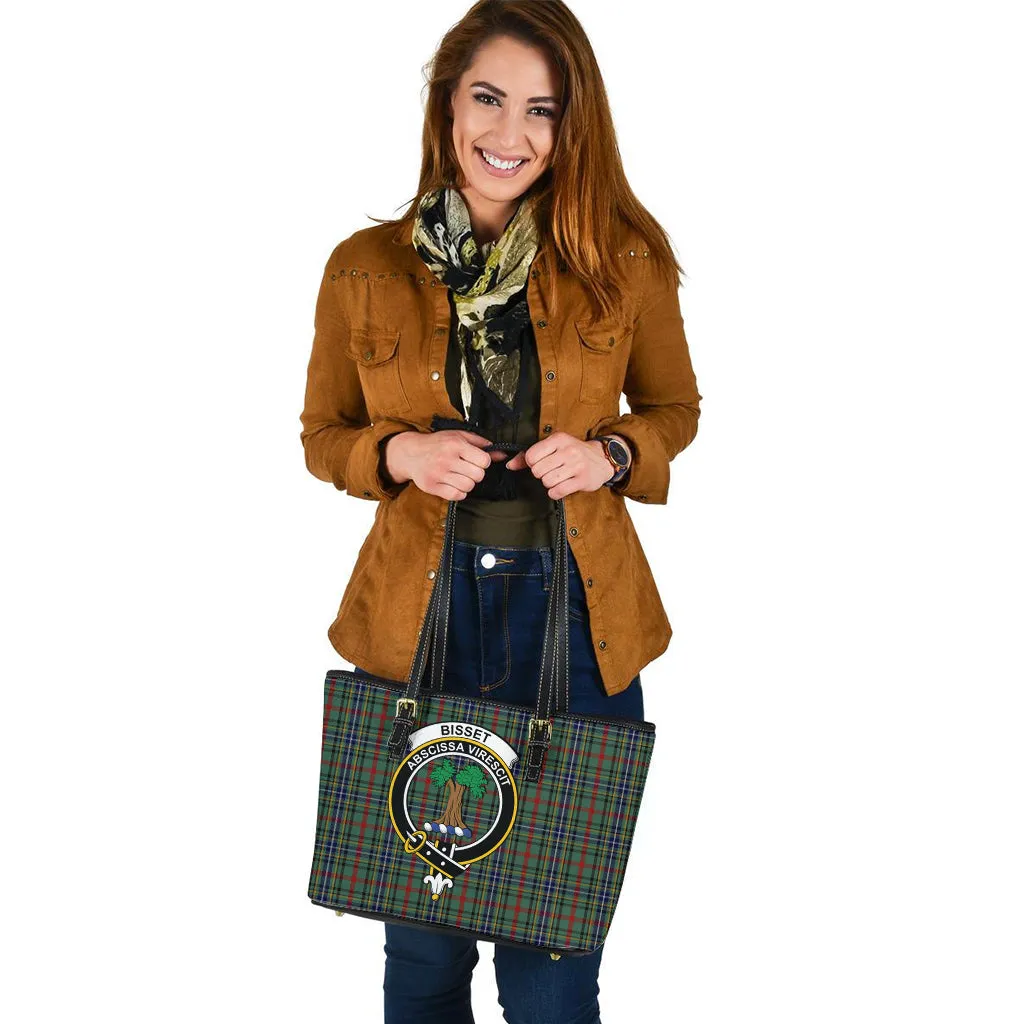 Bisset Tartan Leather Tote Bag with Family Crest