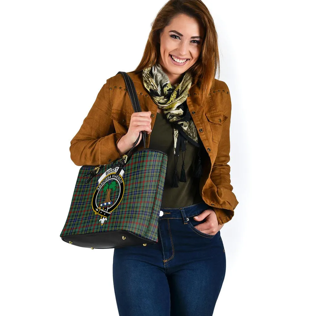 Bisset Tartan Leather Tote Bag with Family Crest