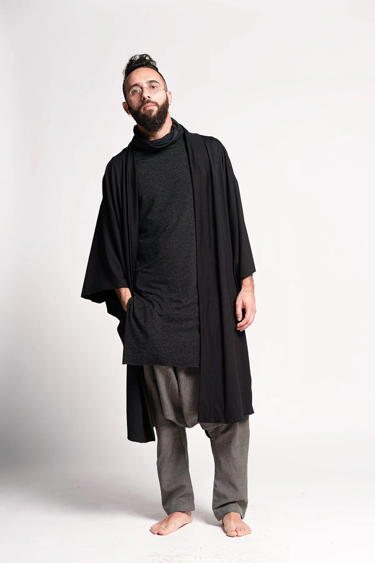 Black Haori Kimono Jacket for Men