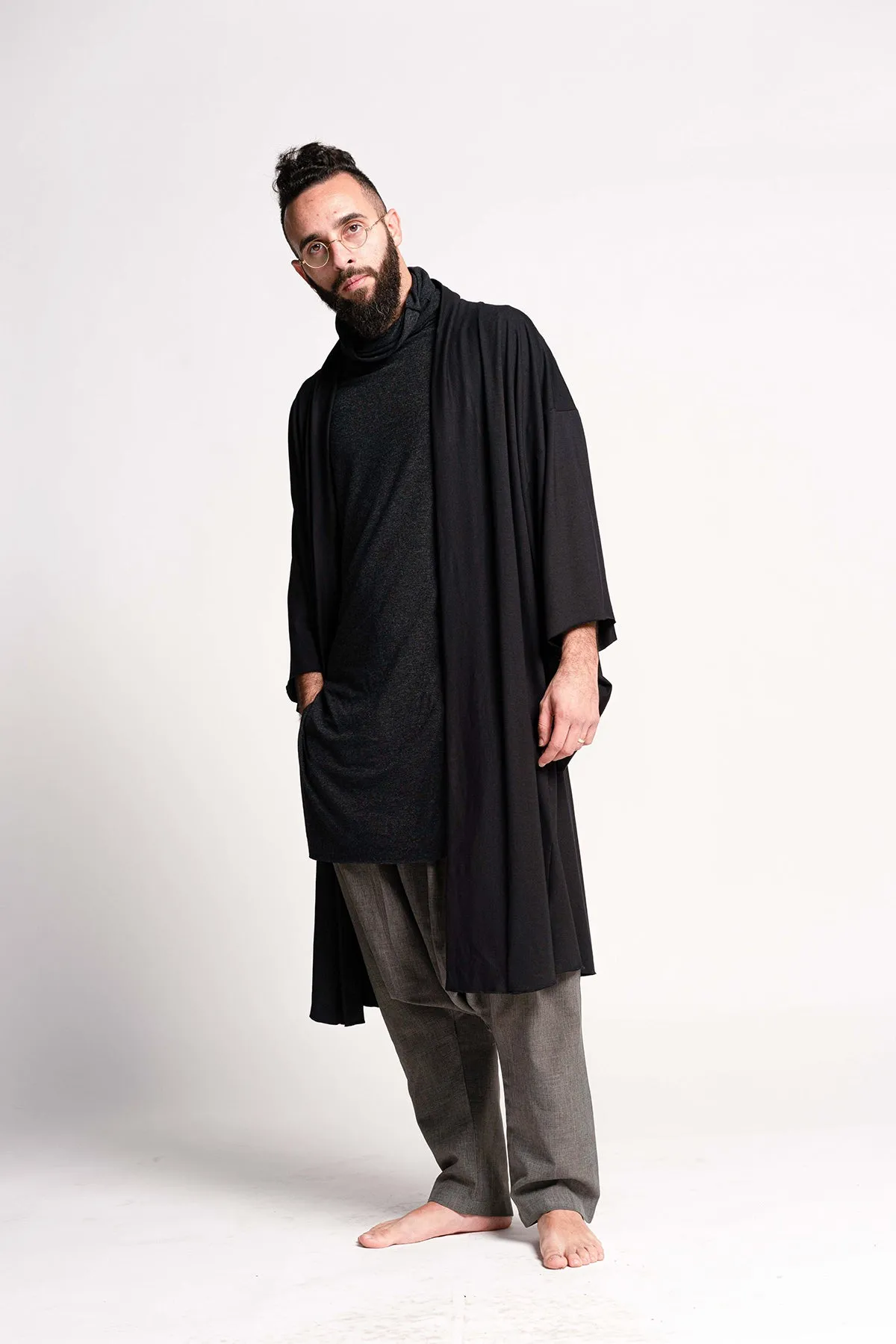 Black Haori Kimono Jacket for Men