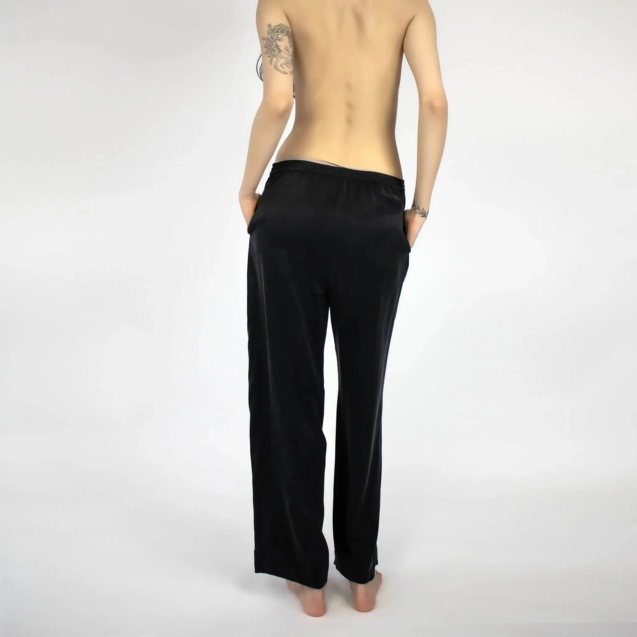 Black Silk Dreamscape Pyjama Pants