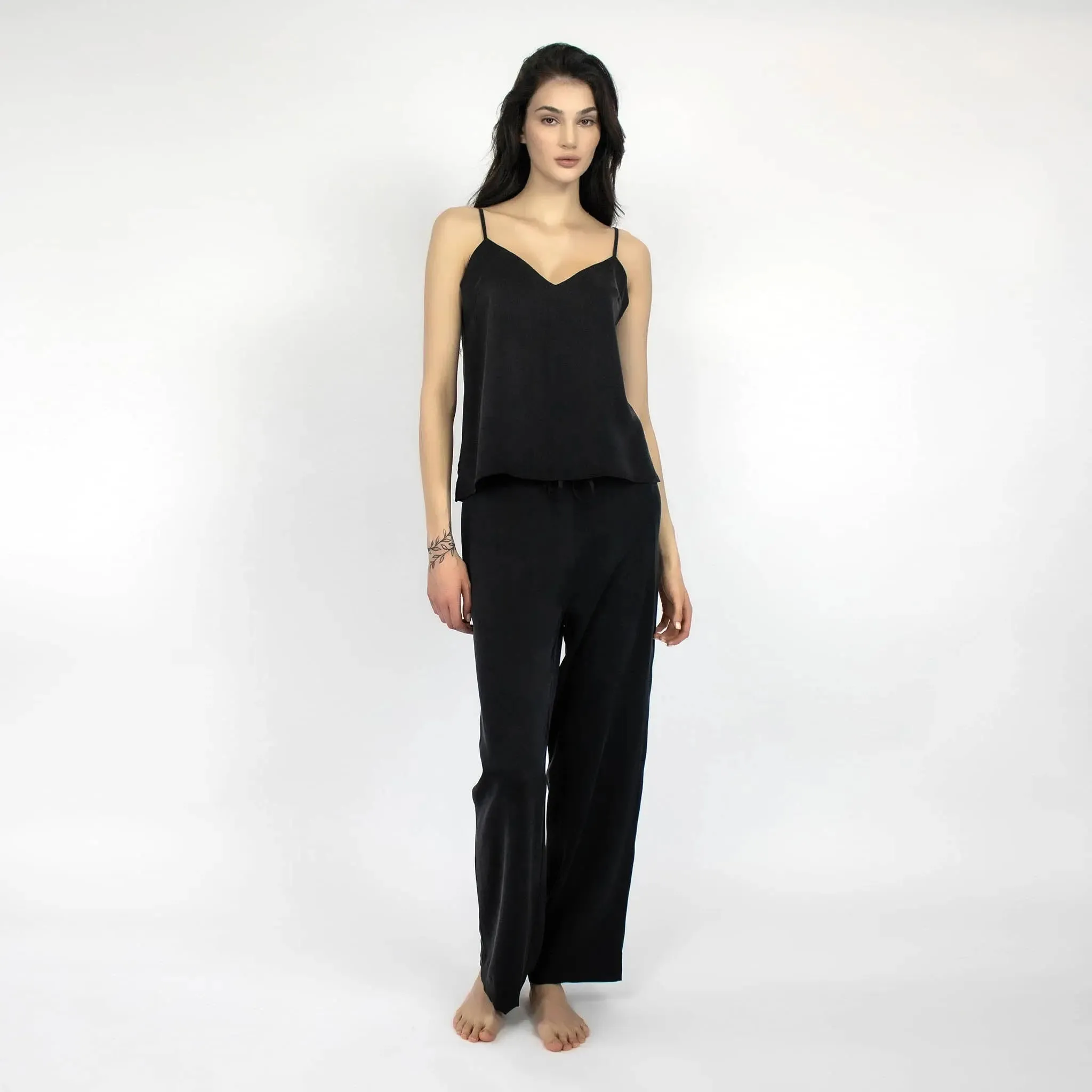 Black Silk Dreamscape Pyjama Pants