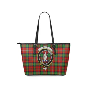 Boyd Tartan Leather Tote Bag with Family Crest