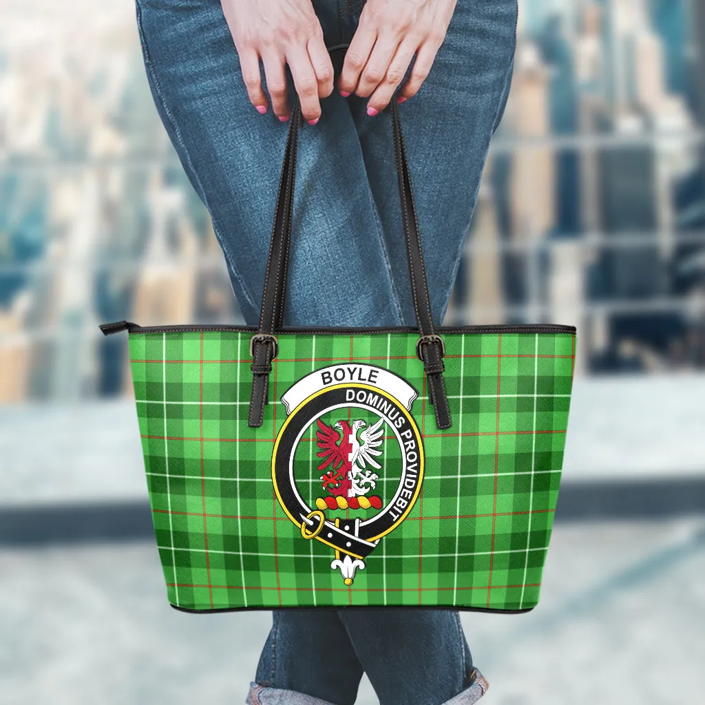 Boyle Tartan Leather Tote Bag with Family Crest