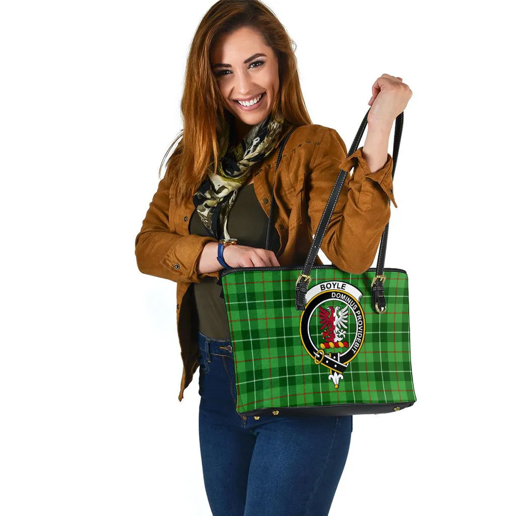 Boyle Tartan Leather Tote Bag with Family Crest