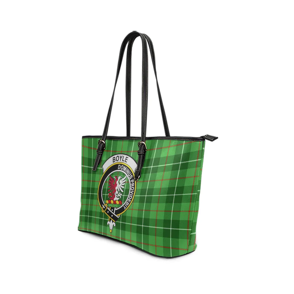 Boyle Tartan Leather Tote Bag with Family Crest