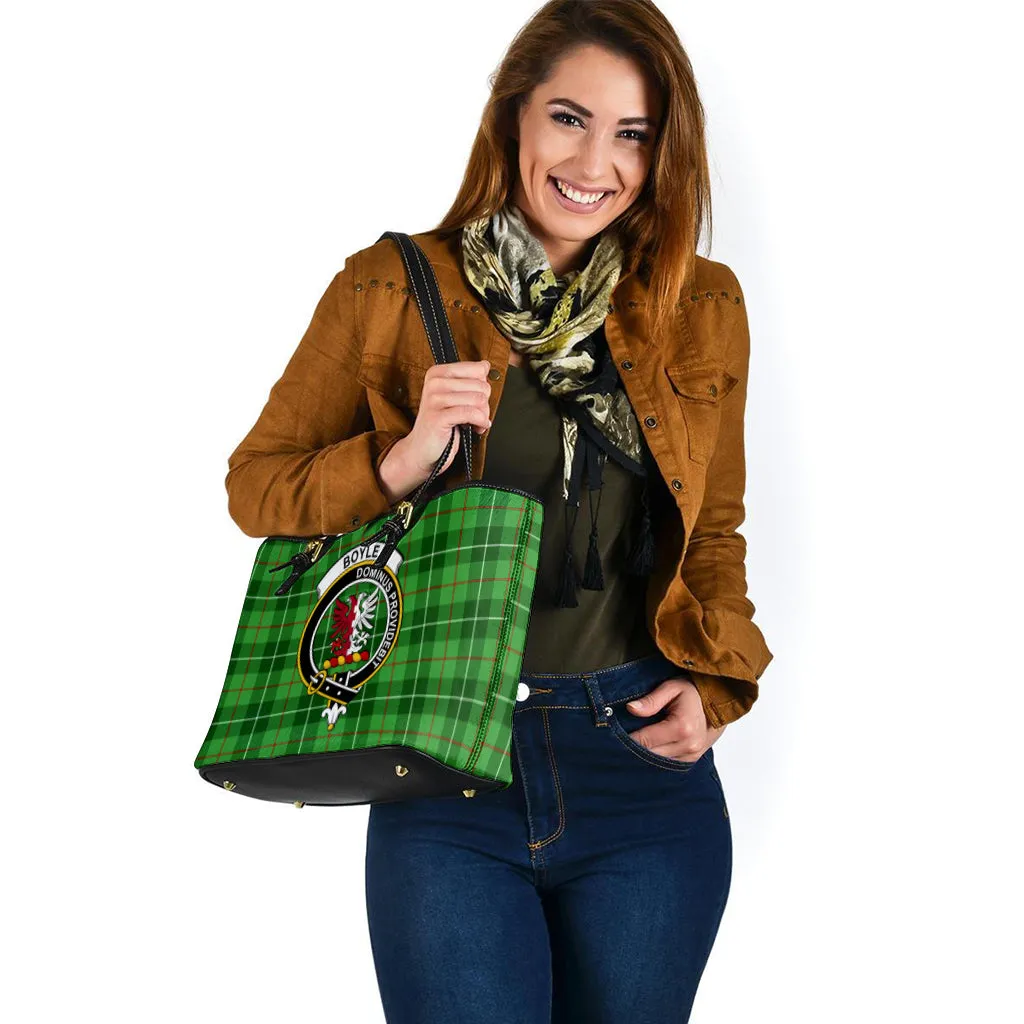 Boyle Tartan Leather Tote Bag with Family Crest