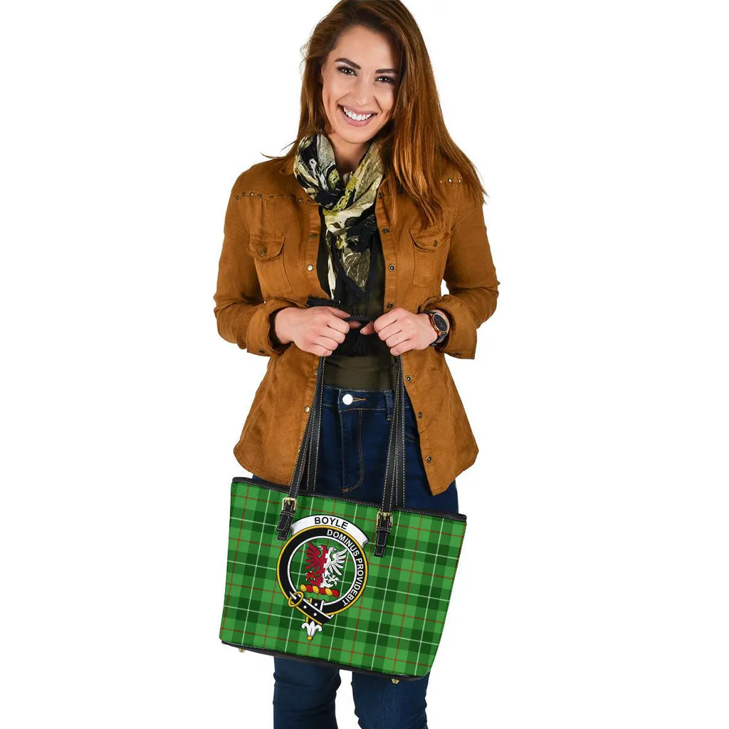 Boyle Tartan Leather Tote Bag with Family Crest