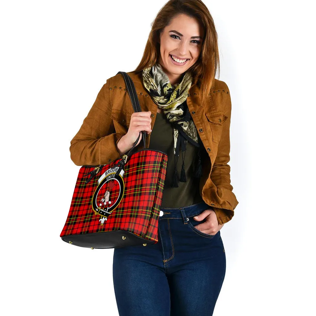 Brodie Modern Tartan Leather Tote Bag with Family Crest