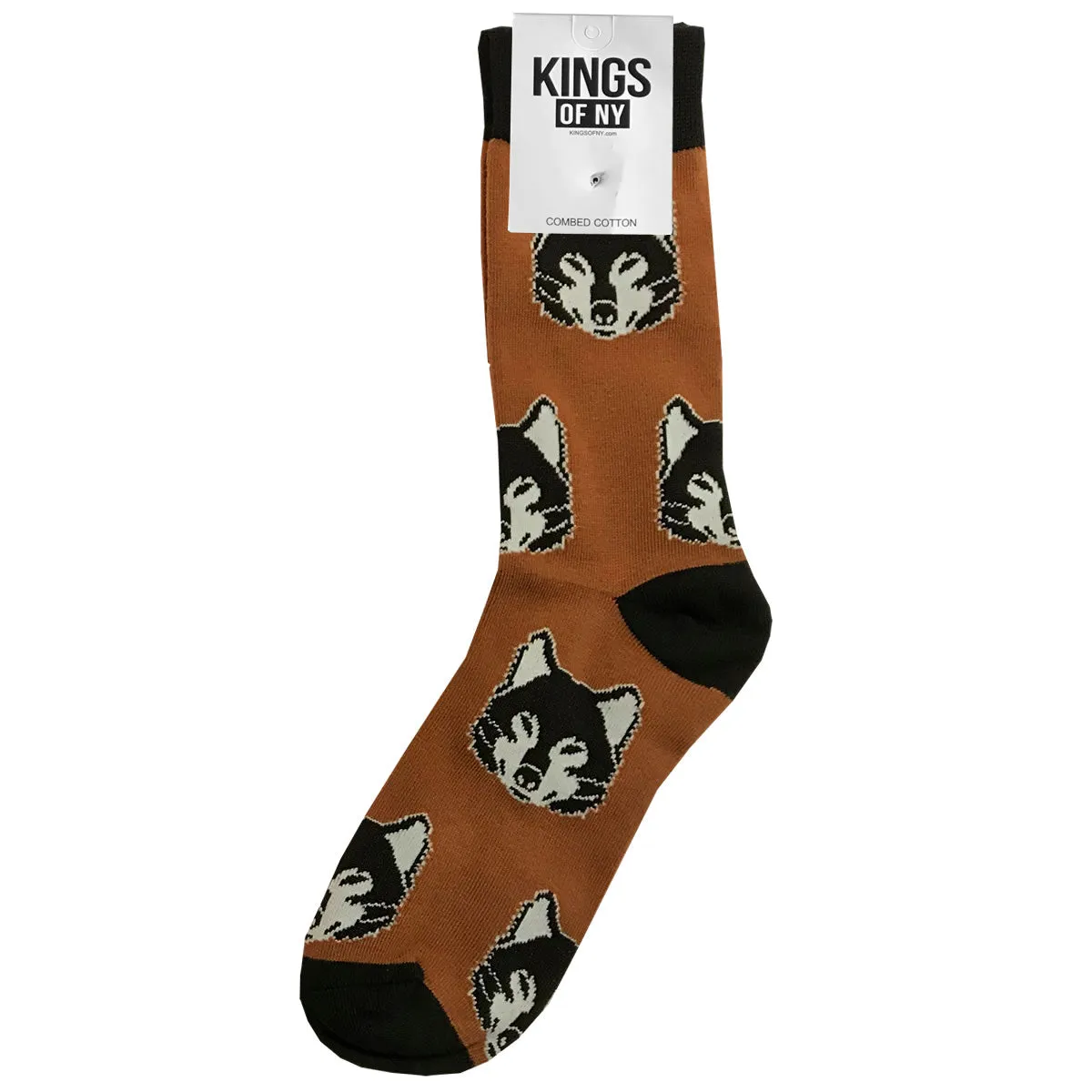 Brown Wolf Animal Mens Cotton Socks