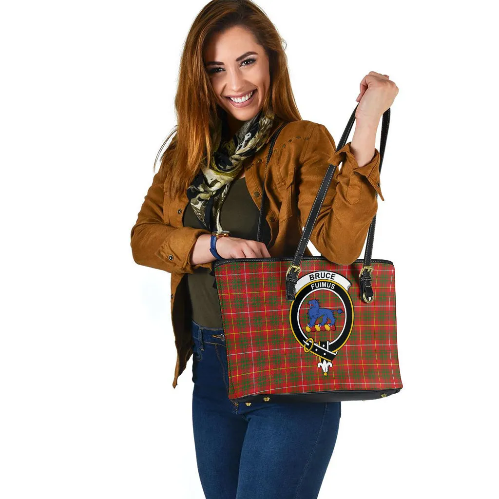 Bruce Modern Tartan Leather Tote Bag with Family Crest