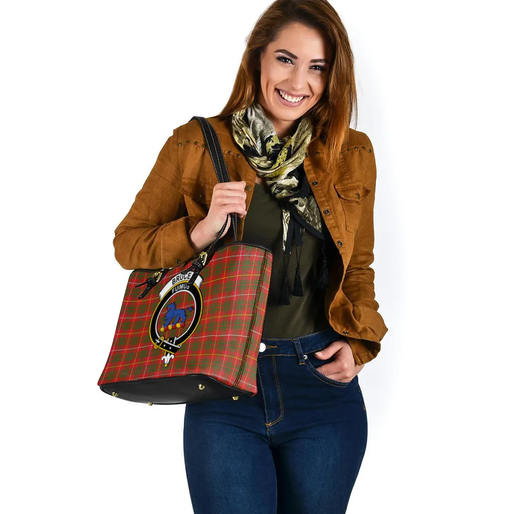 Bruce Modern Tartan Leather Tote Bag with Family Crest