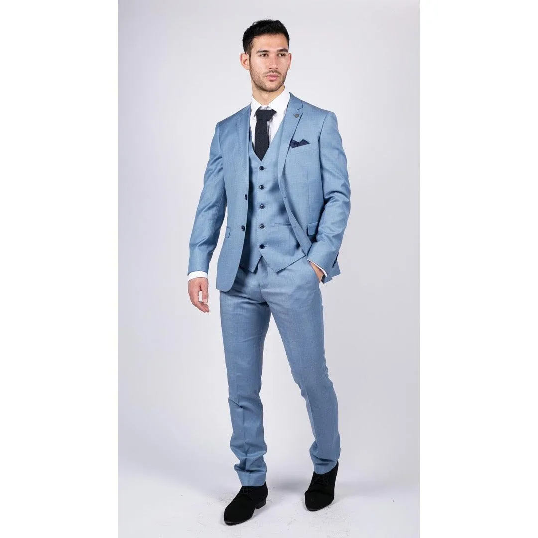 charles- Men's Boys Light Blue Sky 3 Piece Suit Classic Summer Wedding