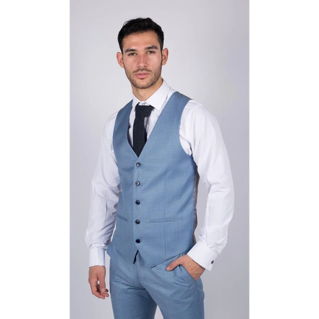 charles- Men's Boys Light Blue Sky 3 Piece Suit Classic Summer Wedding