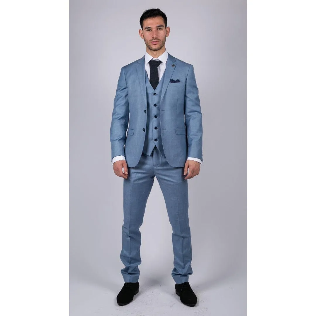 charles- Men's Boys Light Blue Sky 3 Piece Suit Classic Summer Wedding