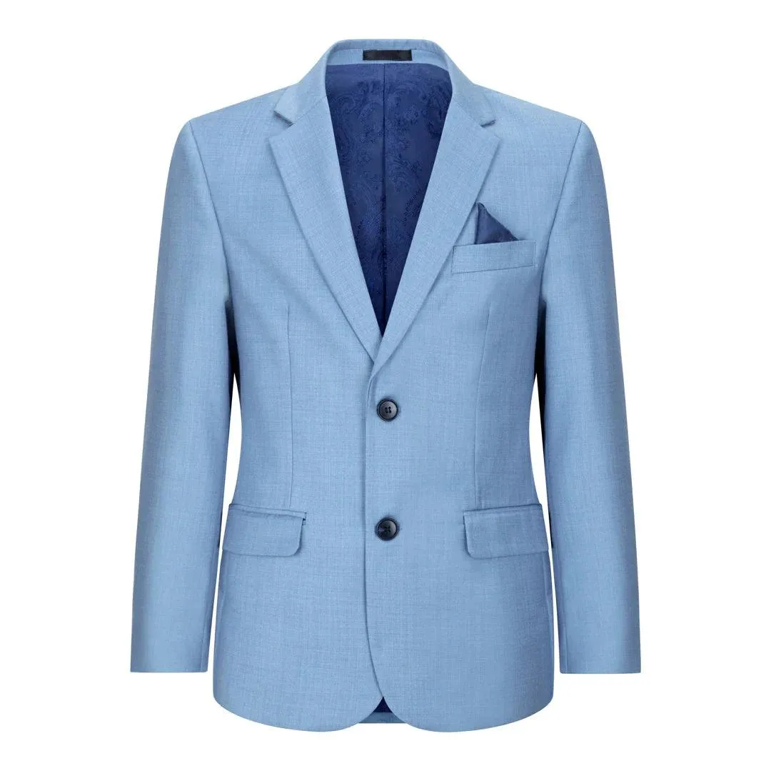 charles- Men's Boys Light Blue Sky 3 Piece Suit Classic Summer Wedding