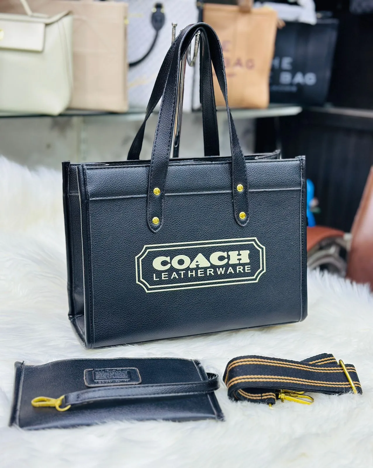 COACH 2-Piece Women Tote Bag Set - Elegant & Functional (Black)