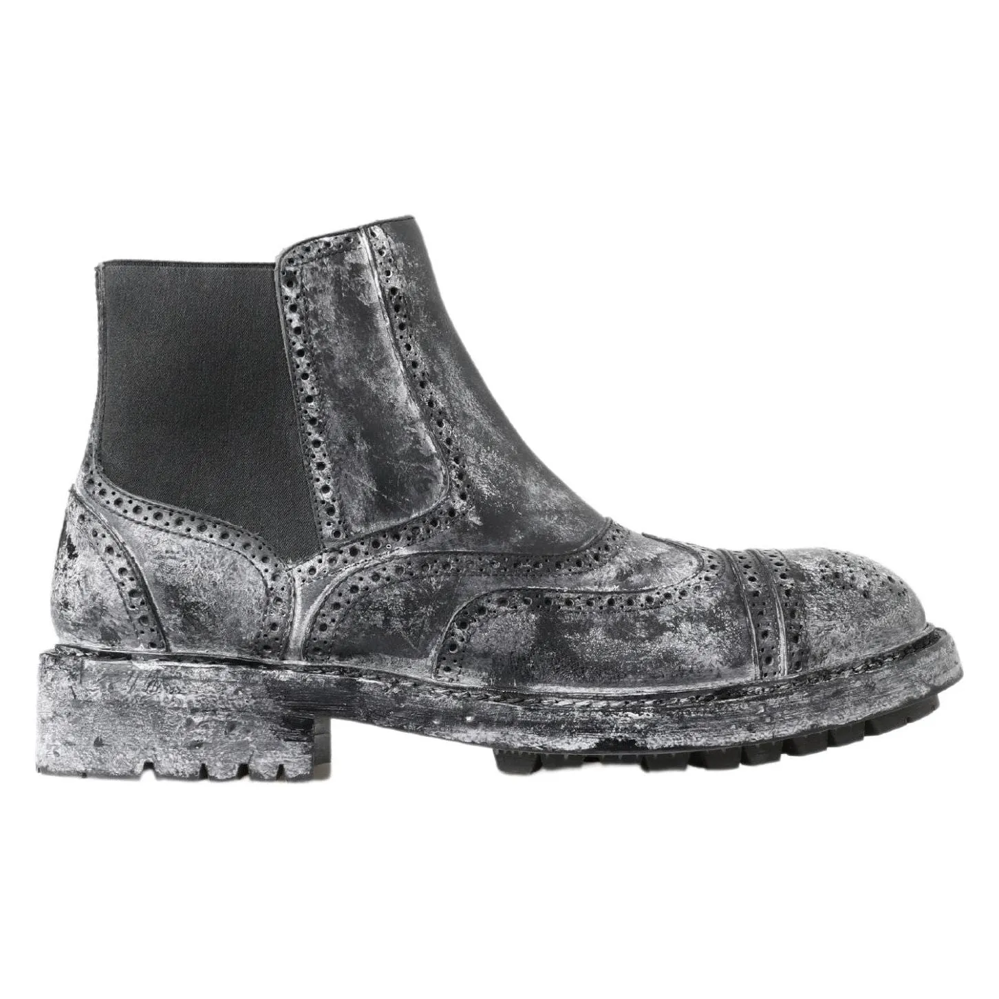 Dolce & Gabbana Elegant Black Faded Chelsea Ankle Boots