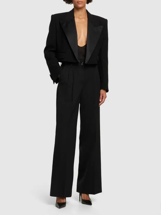 Dolce&amp;Gabbana   Stretch wool high waist flared pants 