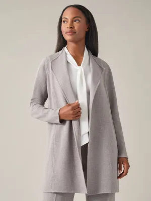 Drape Front Cardigan Blazer, Melange Crepe