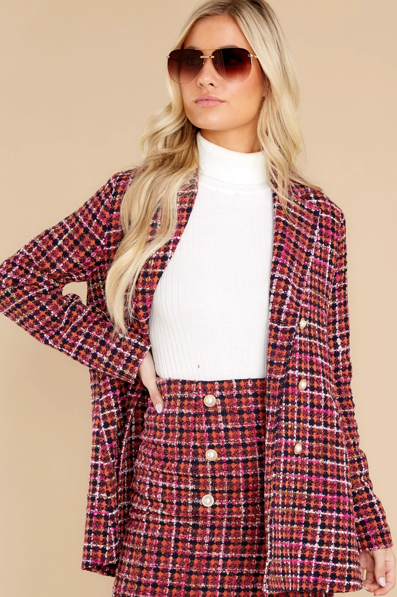 Feeling Of Success Fuchsia Pink Tweed Coat