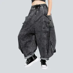 Grey baggy women's denim pants